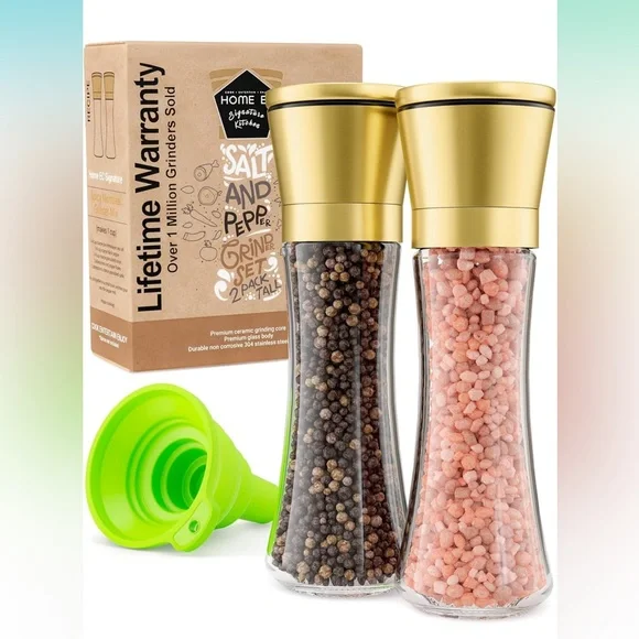 ✨🧂Gold Salt and Pepper Glass Grinder Set - Picture 1 of 6